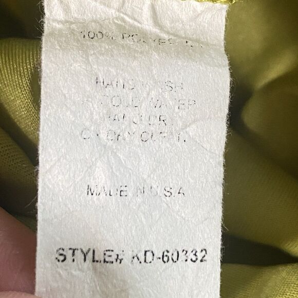 KLD Green Pleated Maxi Skirt Size L Made in USA Style AD-60332 High Low Hem Flow - Picture 6 of 10